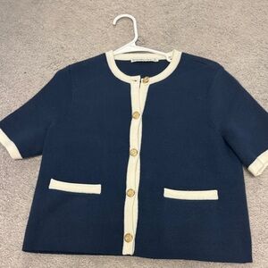 Abercrombie & Fitch Navy and Cream Cardigan